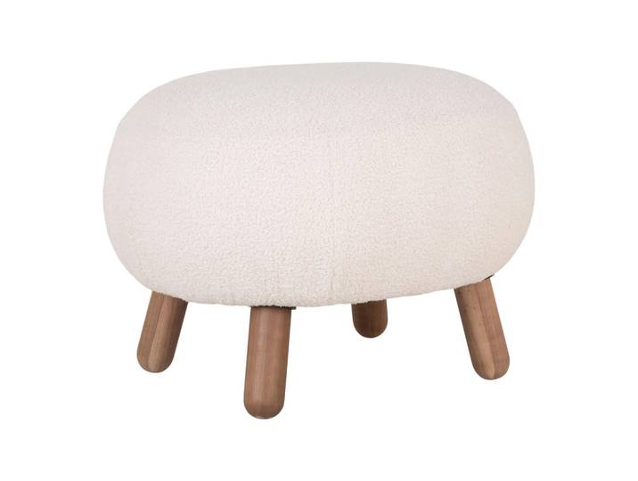 Hocker Savona, Weiß, Holz, Kiefer, Uni, oval, 60x37x50 cm, Wohnzimmer, Hocker, Sitzhocker