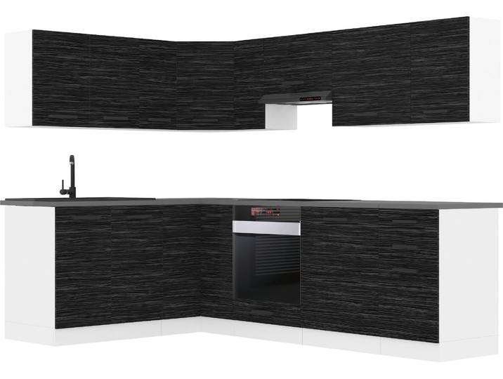 Belini Meuble de cuisine bloc cuisine en L JANET Meubles de cuisine avec poignées\, cuisine intégrée sans électroménager avec meubles hauts et bas\, sans plans de travail\, Ebène royal
