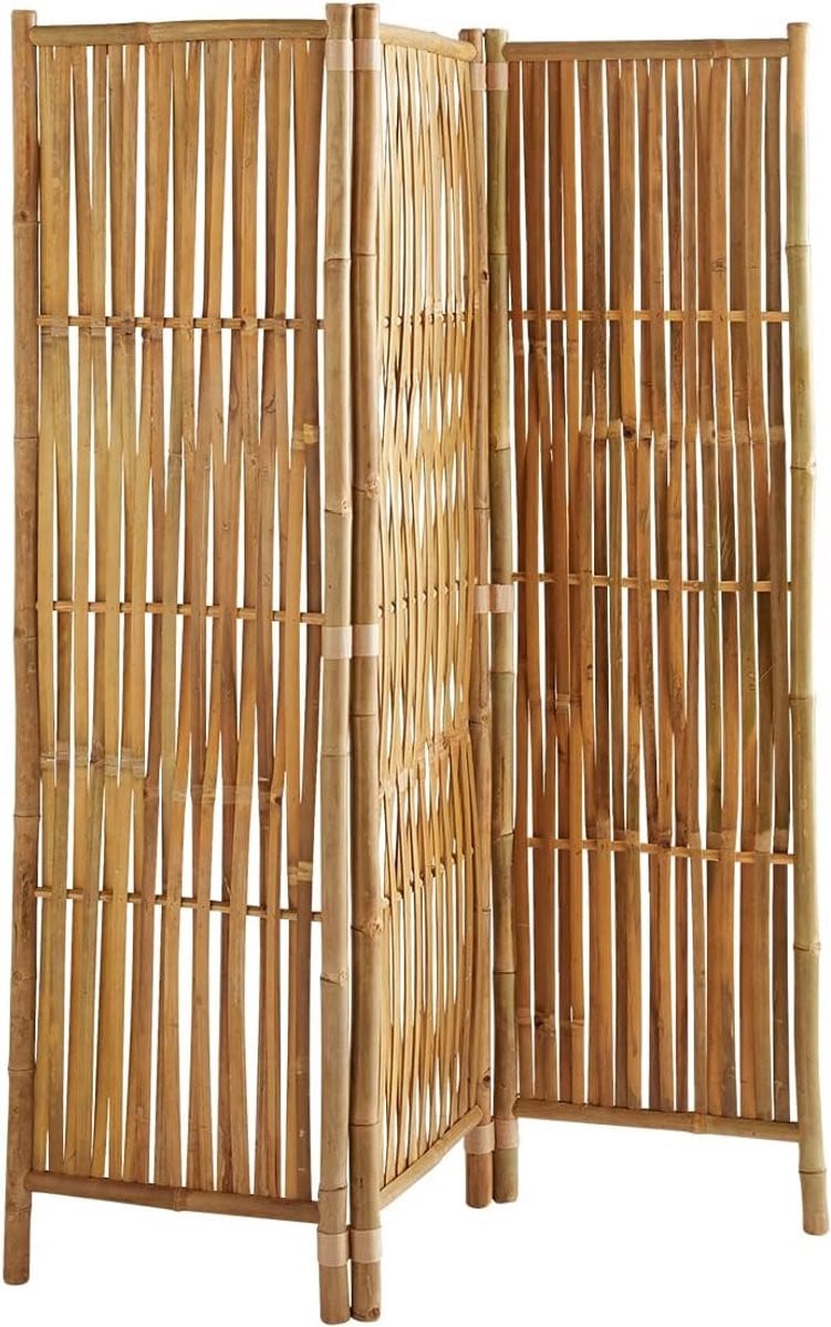 Natuurlijke Bamboe Kamerscherm met 3 Panels - Indoor Paravent voor Woonkamer en Slaapkamer - B/D/H: 160 x 139 cm