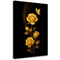 LEINWANDBILD Blumen Goldene Rosen 60x90cm