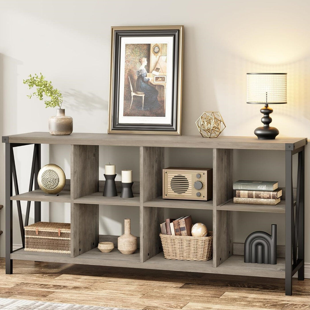 Blue Elephant 77 cm H x 34 cm W Cube Bookcase Grey 77cm H X 34cm W X 158cm D