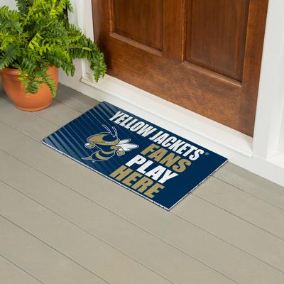 Evergreen "28 in. x 16 in. Georgia Tech ""Fans Play Here"" PVC Door Mat"