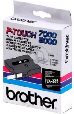 Brother TX335 fita branco sobre preto 12mm