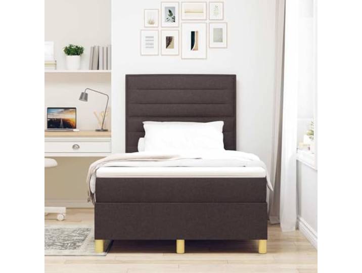 KTHLBRH Boxspringbett mit Matratze Dunkelbraun 120 x 200 cm Verstellbares Kopfteil, ergonomisches Design, robuster Stoff, für modernes Schlafzimmer