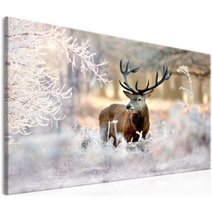 Artgeist Wandbild Hirsch im Winter, Leinwand, Querformat, 120 x 80 cm