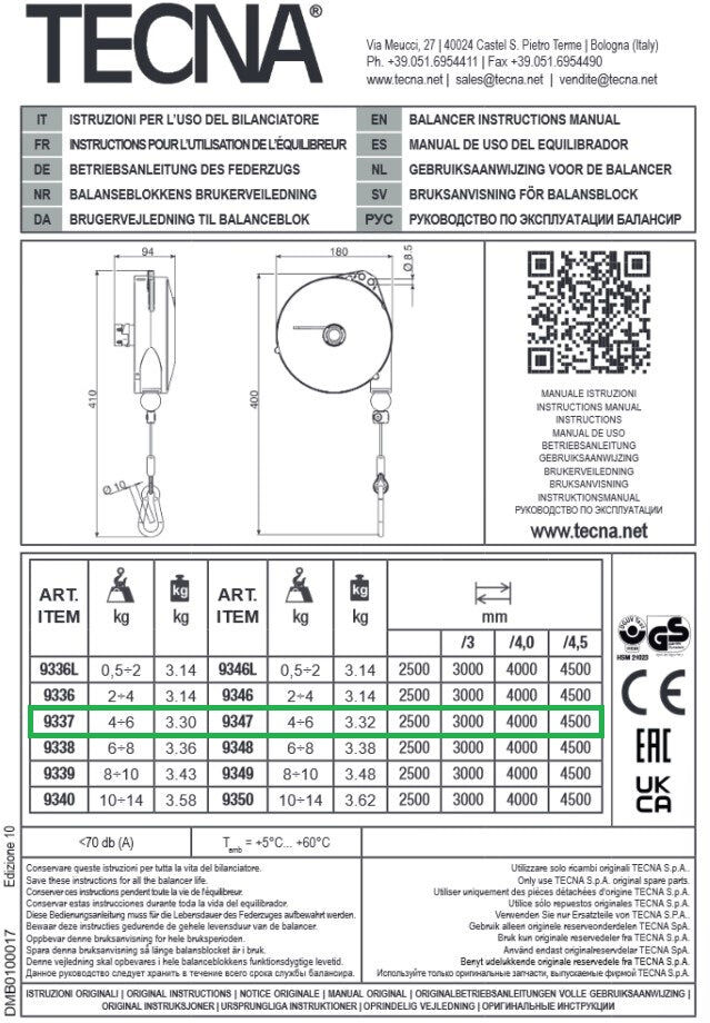 Tecna 9337 portata 4-6 , corsa 2500