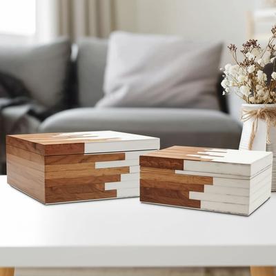 Sagebrook Home "Resin Storage Boxes Modern Contemporary Design Sleek Style (Set of 3) - 12"" x 8"" x 3.5"""