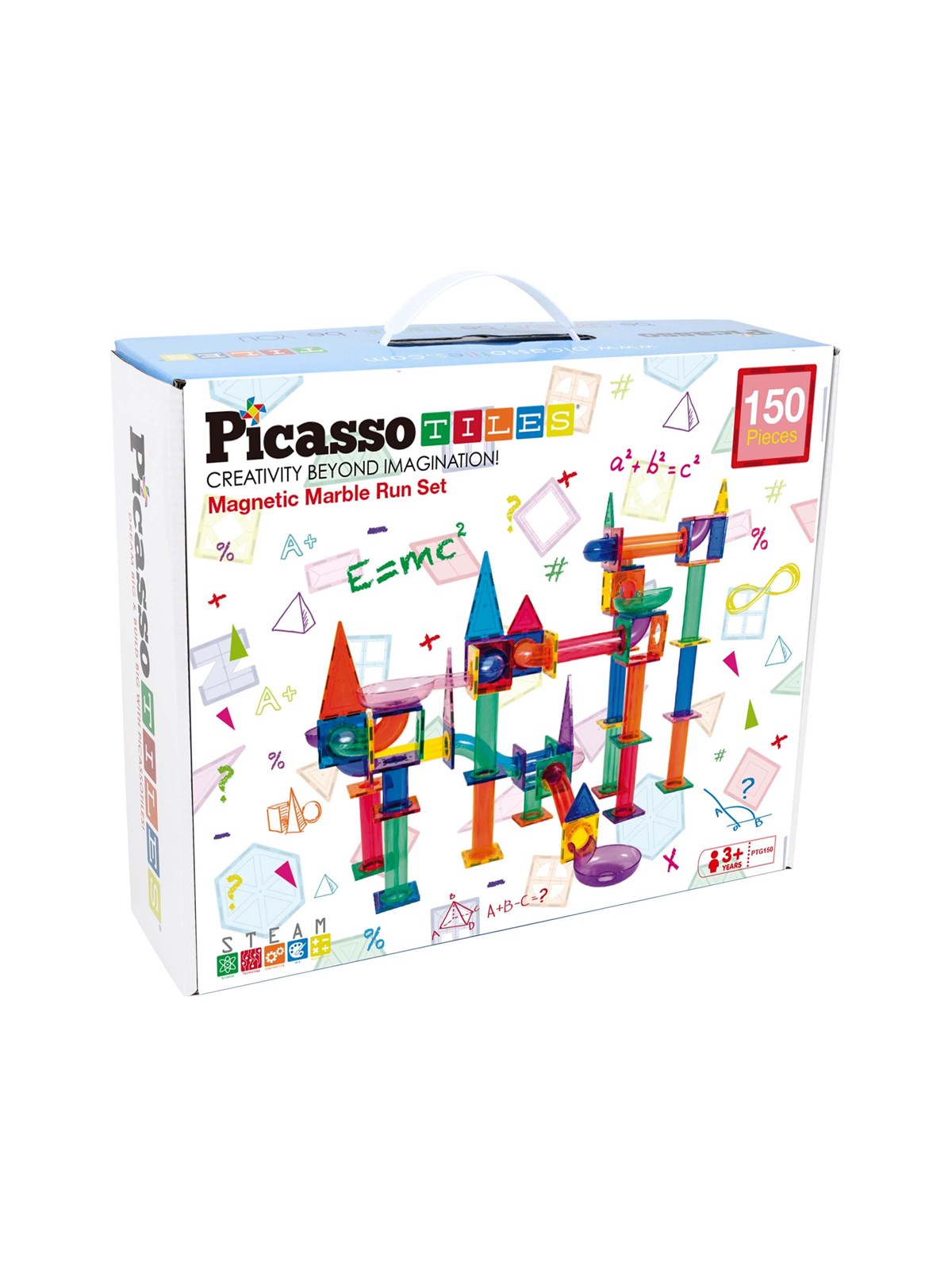 PicassoTiles Magnetisches Kugelbahn-Bauset - 150 Teile