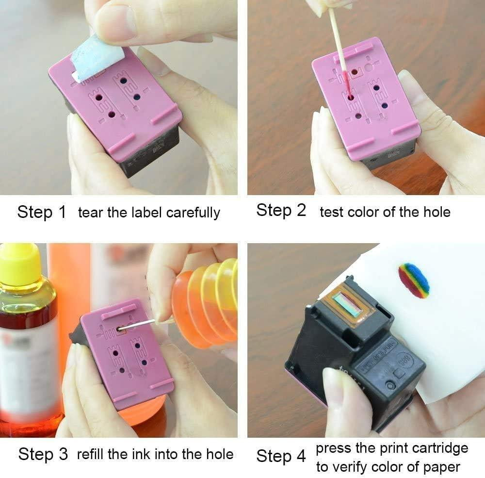Set van 4 navulbare inktcartridges voor universele printers, 400ml