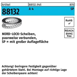 Nord-Lock, Zubehör Befestigungstechnik, Unterlegscheibe R 88132 geklebt NL 4 SP SS A 4