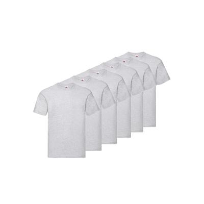 T-Shirt FRUIT OF THE LOOM "sechs Stück in unterschiedlicher Farbkomination", Herren, Gr. S, erdgrau, Single Jersey, Obermaterial: 100% Baumwolle, unifarben, Basic, schmal normal, Rundhals, Shirts T-Shirt, mit Rundhalsausschnitt