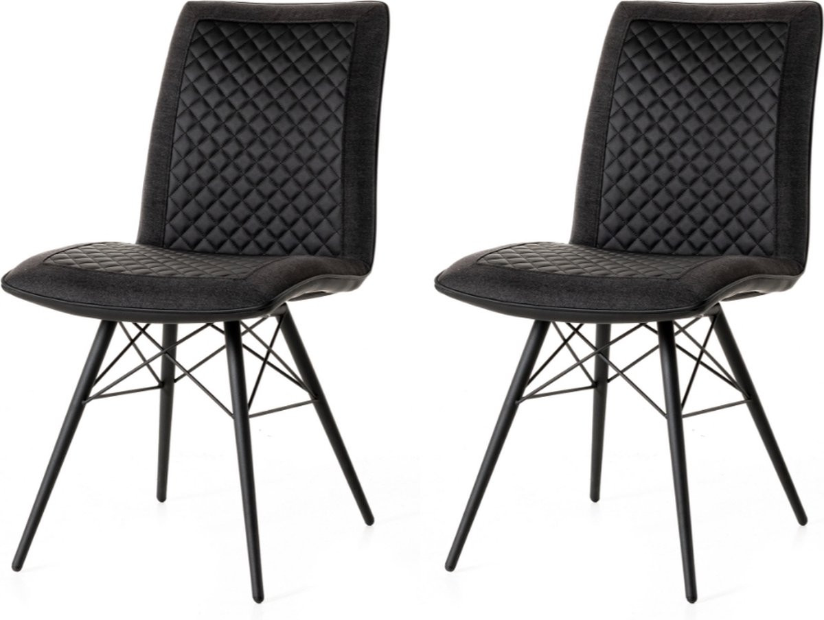 WAYS Industriële eetkamerstoelen - Donkergrijs - 2 stuks