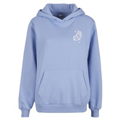 Kapuzensweatshirt MISS TEE "Miss Tee Wildest Dreams Ladies Fluffy Hoody", Damen, Gr. XS, blau (powderblau), 70% Baumwolle, 30% Polyester, bedruckt, Rundhals, Sweatshirts