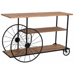 KONSOLENTISCH aus Metall und Holz, schwarz, 120x42x78cm