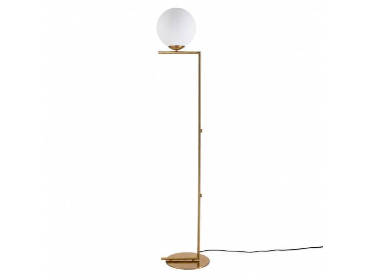 Lampadaire nordique doré, globe en verre blanc e27 ø22 cm
