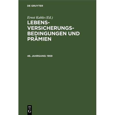 1959, Gebundene Ausgabe von , De Gruyter, 978-3-11-230542-3
