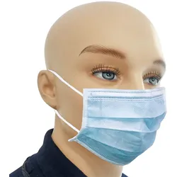 OP Maske Typ IIR blau mit runden Ohrschlaufen Einmal-Mundschutz 50 Stück