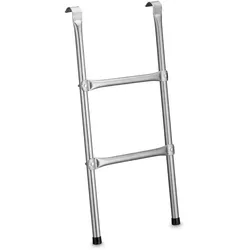 Relaxdays Trampolin Leiter, 76 cm, zum Einhängen, 2 Stufen, Einstiegsleiter Gartentrampolin, universal, Stahl, silber