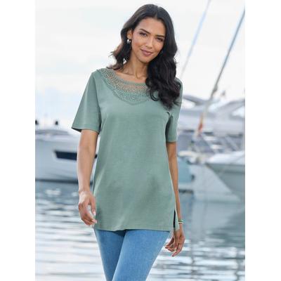 Longshirt CLASSIC BASICS "Longshirt", Damen, Gr. 44, grün (jade), 100% Baumwolle, unifarben, Rundhals, Shirts Longshirt
