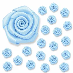 Creativery Satinrosen 2cm 20 Stück Stoffblumen zum Basteln Dekorieren Hochzeit Geschenkverpackung Blütendeko Tischdeko Handarbeit Stoffrosen Deko Hellblau