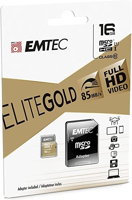 Cartão de Memória 16GB Micro SDHC Classe 10 Gold+ 85MB/s - EMTEC