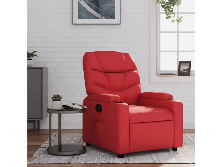 furnicato Relaxsessel Rot 74x89x100 cm mit manueller Liegefunktion, Kino-Sessel aus Kunstleder mit Getränkehaltern und Seitentasche