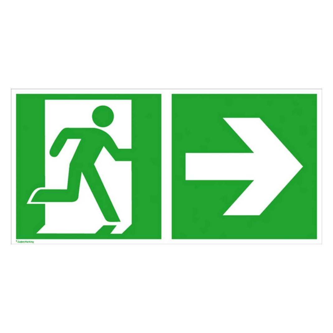Wolk Fluchtwegschild Aluminium Notausgang rechts Richtungsangabe (15.3029)