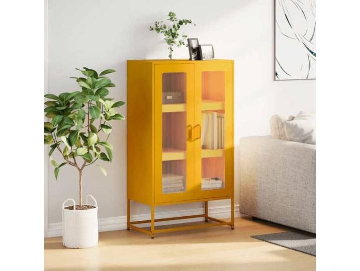 VIDAXL(9138)Buffet haut jaune moutarde 68x39x123 cm acier Armoire haut intérieur