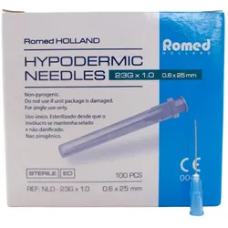 Romed Injektionskanülen Einmalkanülen, steril, 100 Stück 23 G blau 0,6 x 25 mm