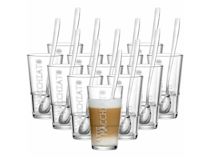 Latte-Macchiato-Glas RITZENHOFF & BREKER Latte Macchiato Gläser + Löffel Lena 350 ml 12er Set transparent , bunt (transparent), Glas, Trinkgefäße, Latte-Macchiato-Glas