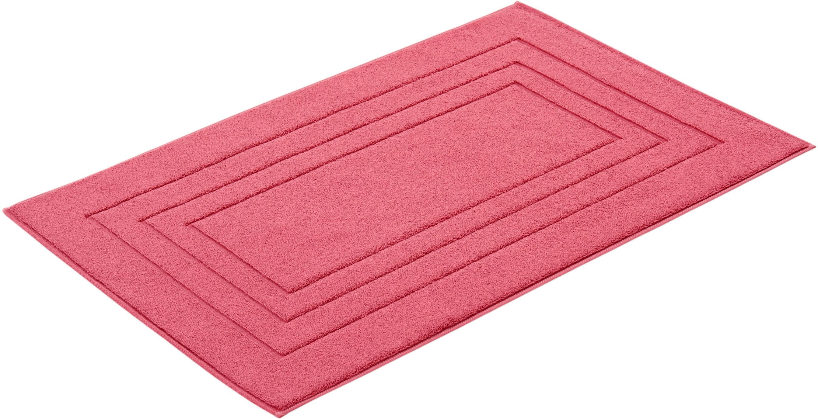 Badematte VOSSEN "Feeling" Gr. 2, rot (marone), H:10mm, Baumwolle, Badematten, Badematte, Badteppich, Uni-Farben, mit Bordüre, Hoch-Tief Effekt, reine Baumwolle marone quadratisch (60cm x 60cm )