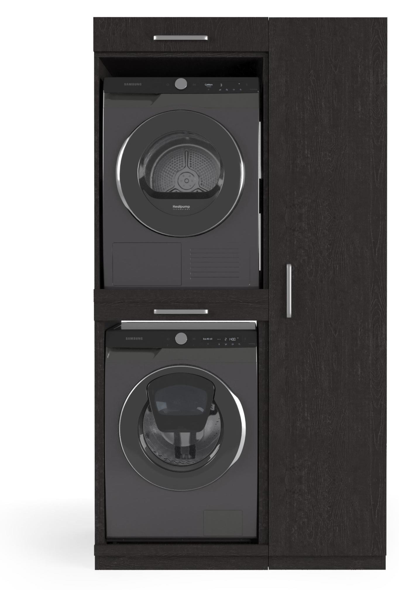 Wasophoogte Waschmaschinen schrank New York - waschmaschinen untergestell - waschmaschinen podest - 700(T)*1115(B)*2110(H) mm - Schwarz