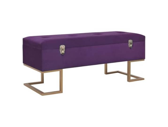 GHVBNMF Sitzbank mit Stauraum 105 cm Samtbank Polsterbank Lila Gold Vielseitige Truhenbank für Schlafzimmer und Lounge mit weicher Polsterung und stabilen Metallbeinen aus Eisen.