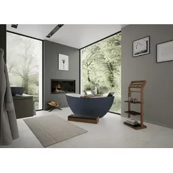 Badewanne Namur freistehend BiColor Weißen-Schiefergrau 1800x900 mm aus Solique Mineralguss