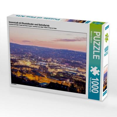CALVENDO Puzzle Innenstadt mit Staatstheater und Schloßplatz | 1000 Teile Lege-Größe 64x48cm Foto-Puzzle für glückliche Stunden