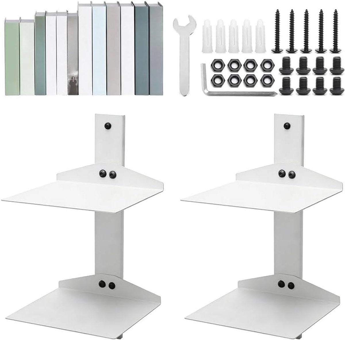 Boekenplanken Set Verticale Toren met 4 Verdiepingen - Wit - Wandmontage