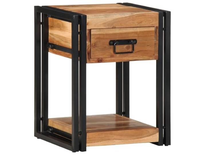 HEFZGDB Nachttisch Set 2 STK. 40x35x50 cm Massivholz Akazie mit Schublade und Regal, Stabiler Metallrahmen, Vielseitiges Wohnzimmer Möbel für Stauraum und Organisation, Tiefbraune