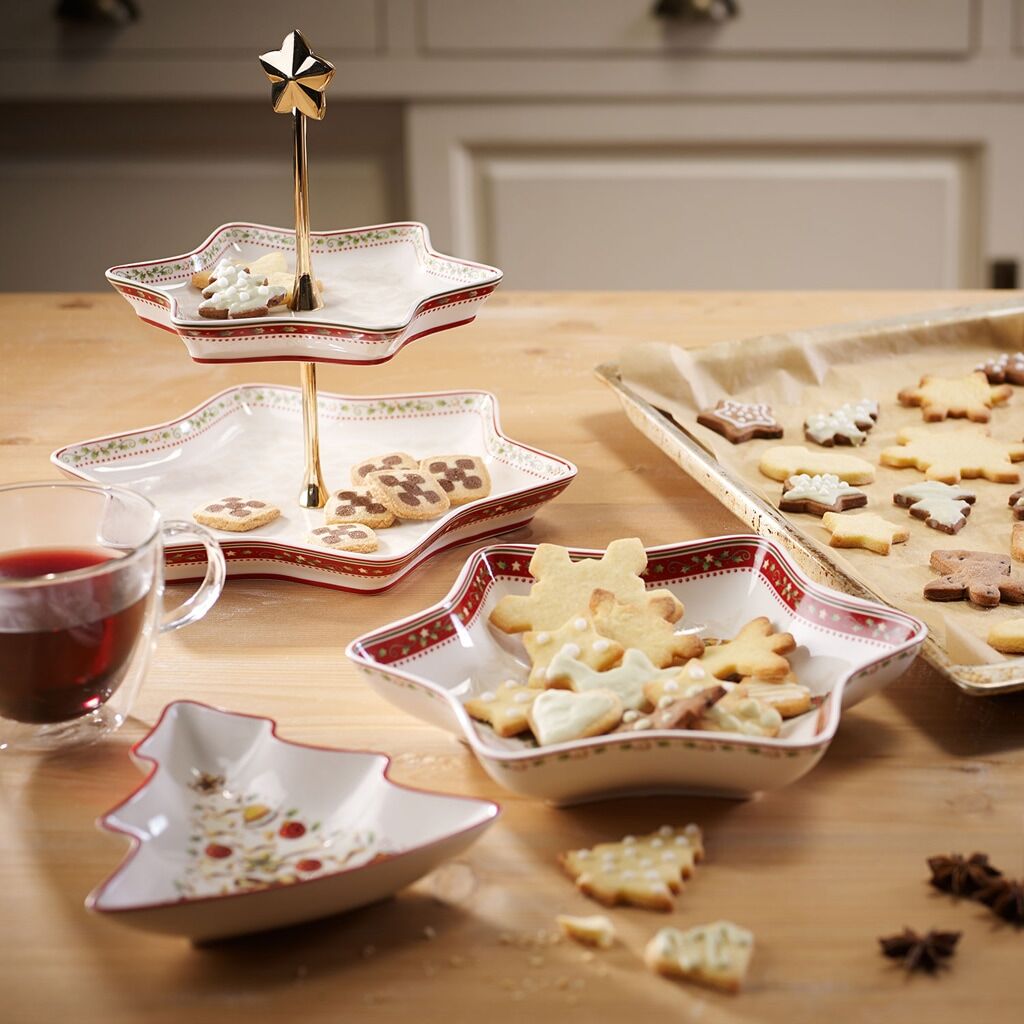 Etagere VILLEROY & BOCH "Etagere Winter Bakery Delight bunt", bunt, Porzellan, Servierplatten, Etagere