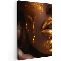 LEINWANDBILD Frau - Gold - Luxus - Porträt Wanddeko 40x60 cm