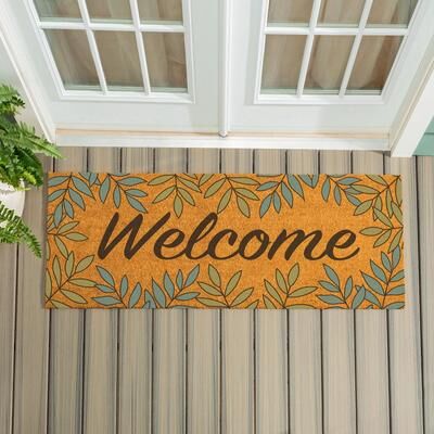 Evergreen "Palm Fronds Welcome Coir Door Mat, 60"" x 24"" - 60"" x 24"""