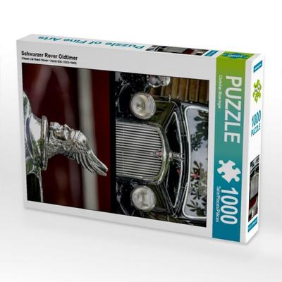 CALVENDO Puzzle Schwarzer Rover Oldtimer | 1000 Teile Lege-Größe 64x48cm Foto-Puzzle für glückliche Stunden