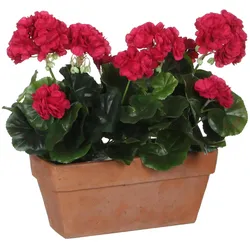 Mica Decorations, Kunstpflanzen, Geranien Kunstpflanze im Balkonkasten Slate - L29 x B13 x H40 cm - Dunkelrosa (40 cm)