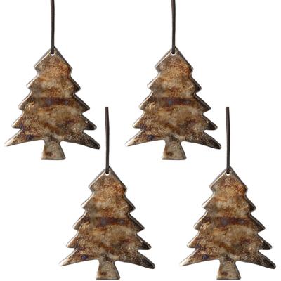 Hänge-Weihnachtsbaum CREATIV DECO "Weihnachtsdeko", braun, B:10cm H:12cm T:0,5cm, Aluminium, Dekohänger, aus Aluminiumguss
