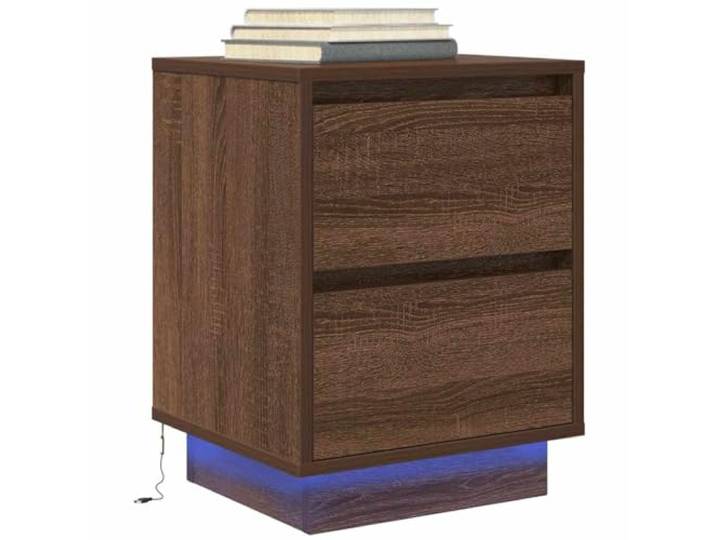 Nachtschrank mit LED-Beleuchtung, Eiche Bronze, 38x34x50 cm - Nachttisch mit verstellbarem RGB-Licht, Holzwerkstoff, großem Stauraum für Bücher und Accessoires, robust