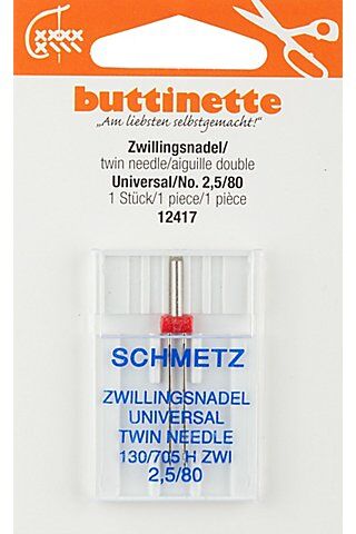 buttinette Zwillingsnadel "Universal", Stärke: 80, Nadelabstand: 2,5 mm