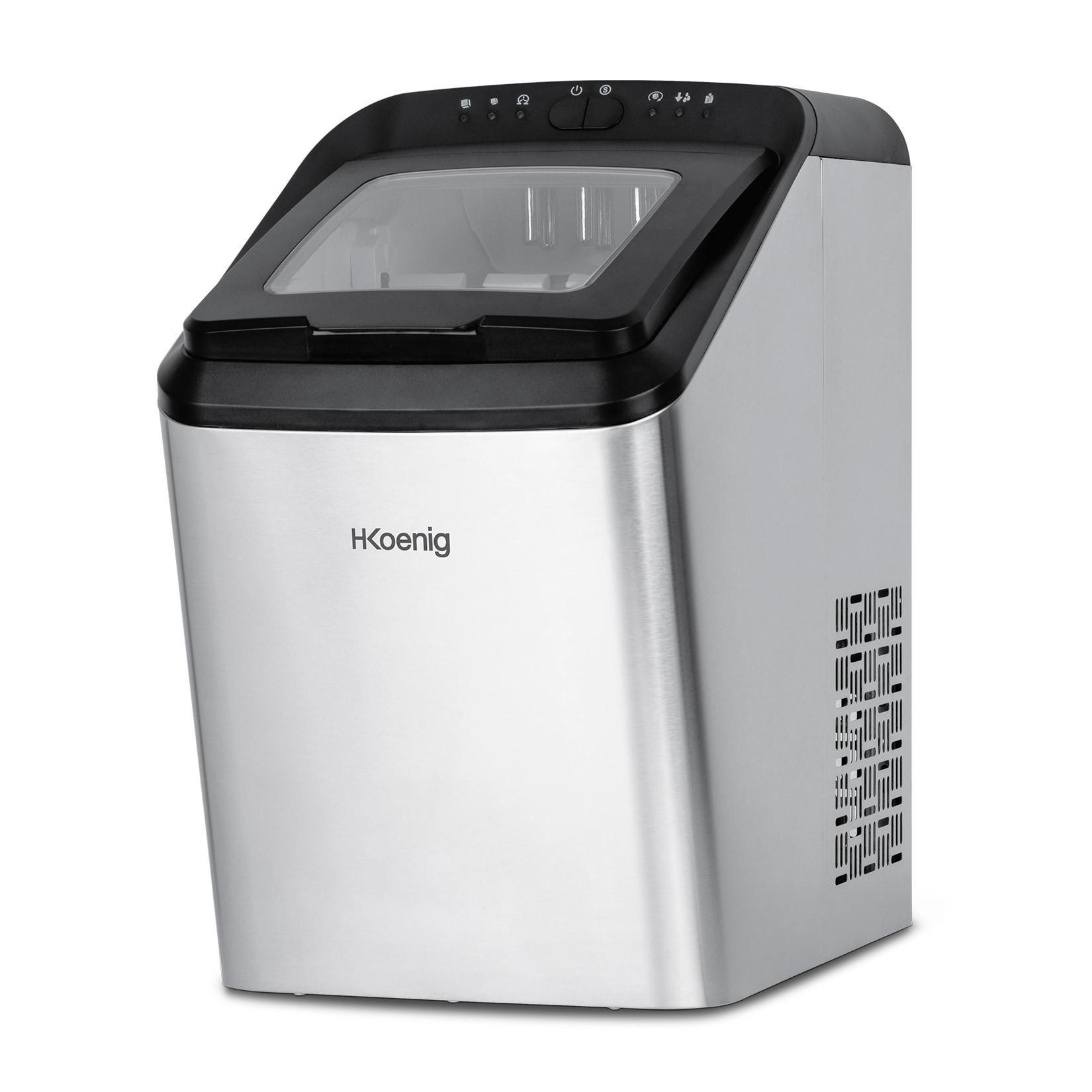 H.Koenig Eiswürfelmaschine KBP40 / Produktionszeit 9 Min / 2 Eiswürfelgrößen / Edelstahl / Silber
