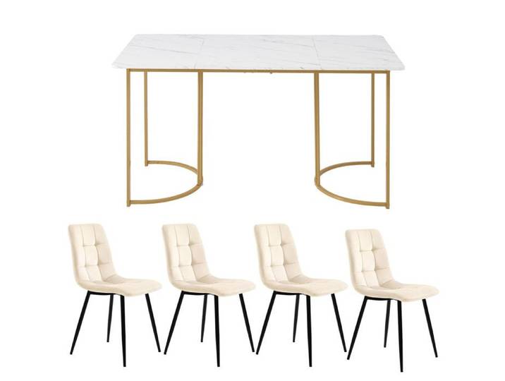 Feuille épaissie Ensemble de salle à manger (5 pièces) Table de salle à manger avec 4 chaises Ensemble de table de cuisine modern