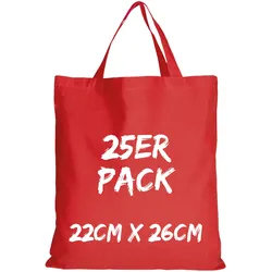 Texxilla Apothekertasche Mehrpack mit zwei kurzen Henkeln, Rot, rot