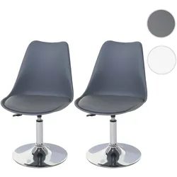 2er-Set Esszimmerstuhl Malmö T501, Stuhl Küchenstuhl, höhenverstellbar drehbar, Kunstleder ~ dunkelgrau, Chromfuß