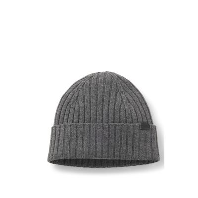 Strickmütze BOSS "Fino Hat", Damen, grau (medium grau 030), Rippstrick, Wollmischung, unifarben, Mützen Strickmütze, aus einem Schurwoll-Mix, unisex